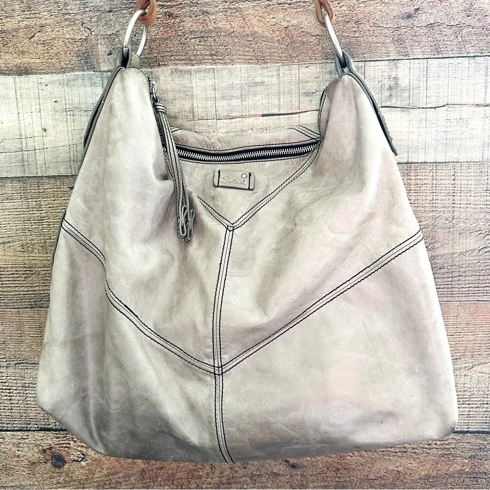 Salad Distressed Tan Leather Shoulder Bag